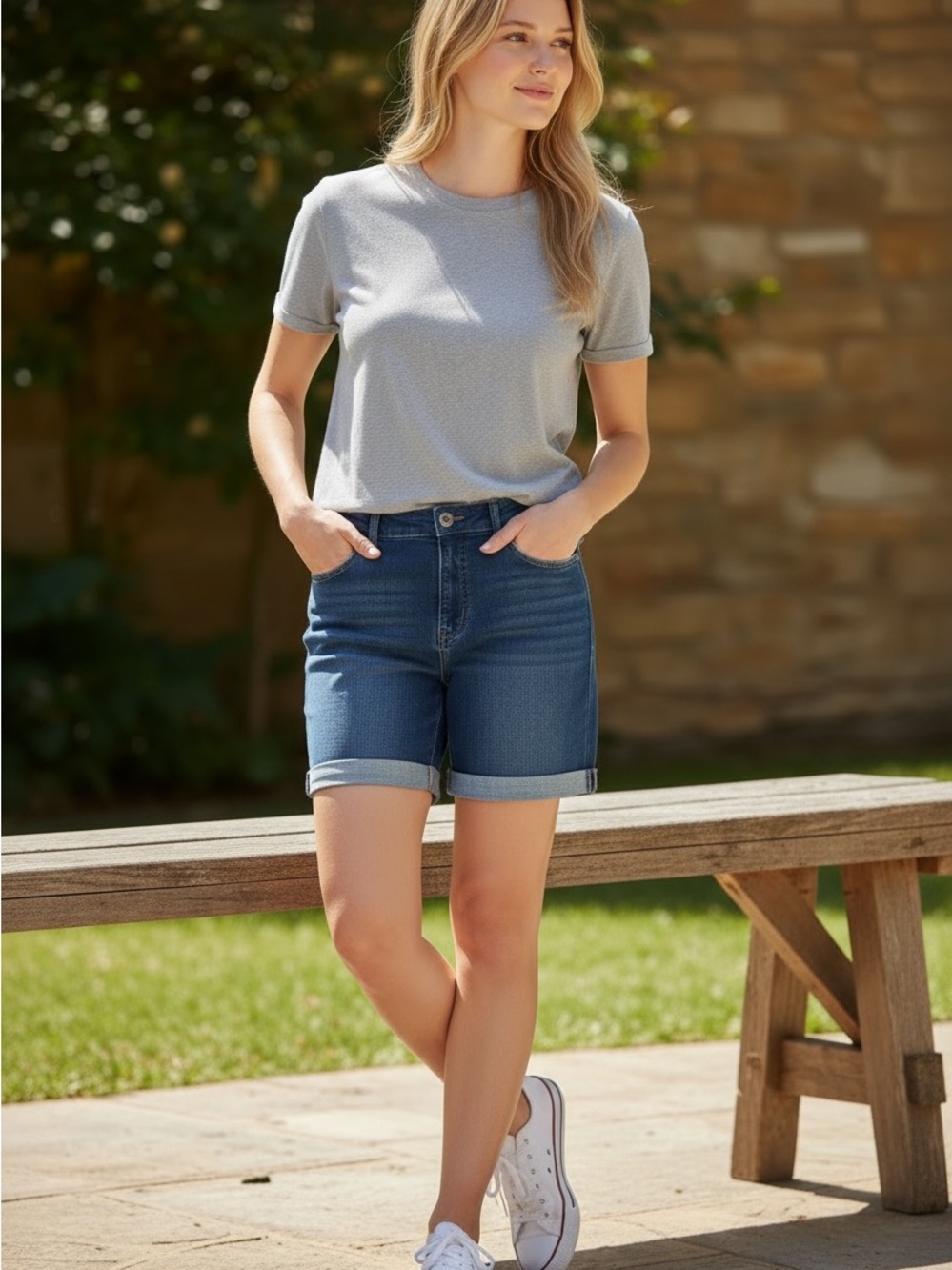 LuLaRoe medium wash blue denim shorts